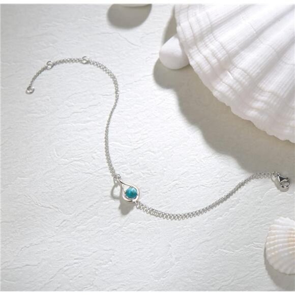 sterling silver infinity bracelet turquoise birthstone adjustable jewelry womens - Picture 4 of 7